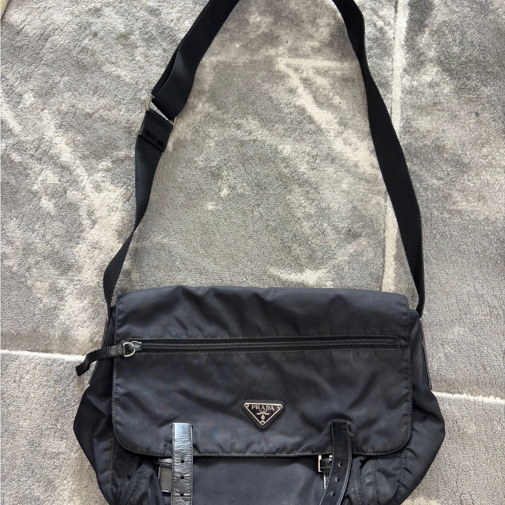 Prada Black Messenger Bag with Sleek Design